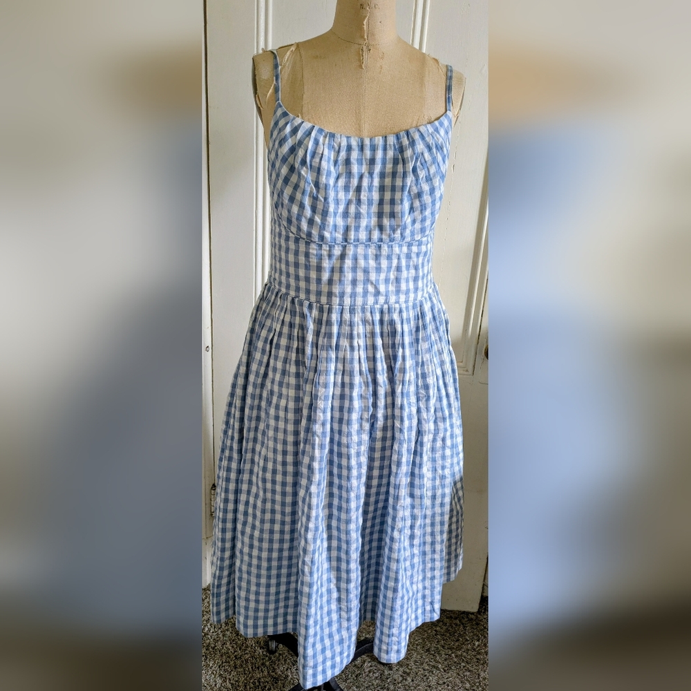Emily And Fin Light Blue Gingham Sleeveless Dress